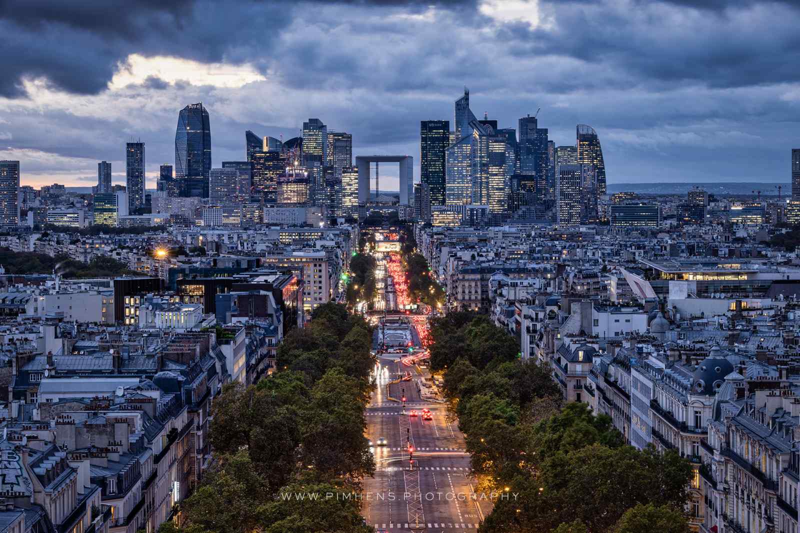 La Defense Paris before blue hour